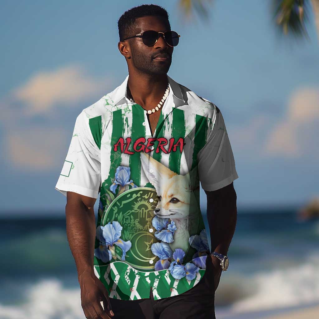 Personalized Algeria Hawaiian Shirt Fennec And Iris Grunge Style - Wonder Print Shop