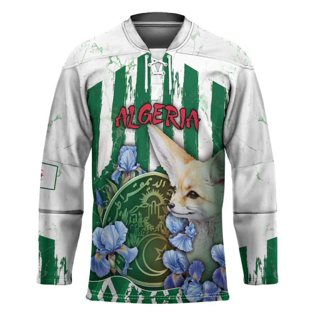 Personalized Algeria Hockey Jersey Fennec And Iris Grunge Style - Wonder Print Shop