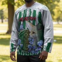 Personalized Algeria Hockey Jersey Fennec And Iris Grunge Style - Wonder Print Shop
