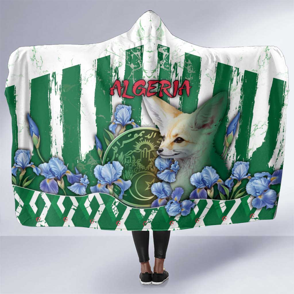 Algeria Hooded Blanket Fennec And Iris Grunge Style - Wonder Print Shop