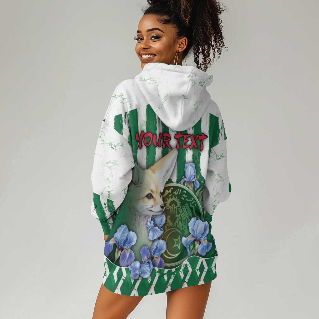 Personalized Algeria Hoodie Dress Fennec And Iris Grunge Style - Wonder Print Shop