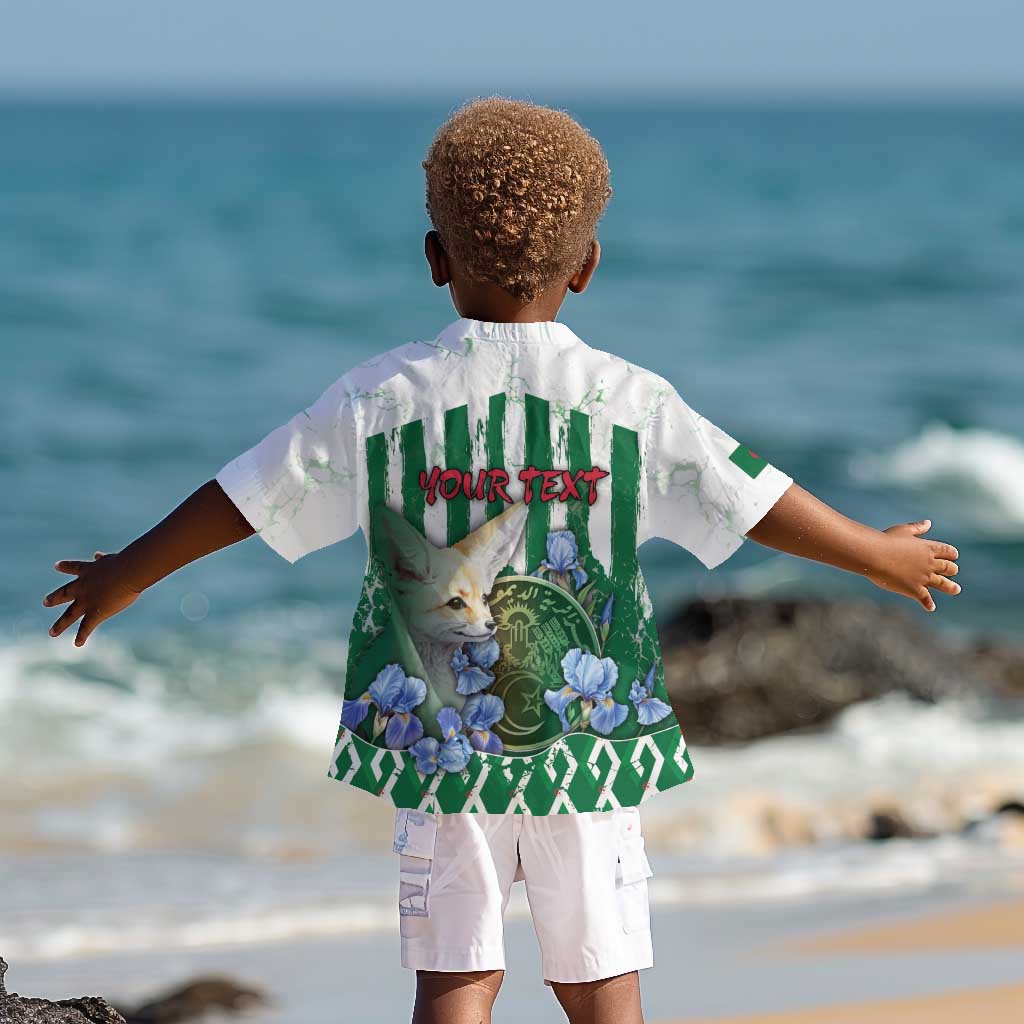 Personalized Algeria Kid Hawaiian Shirt Fennec And Iris Grunge Style - Wonder Print Shop