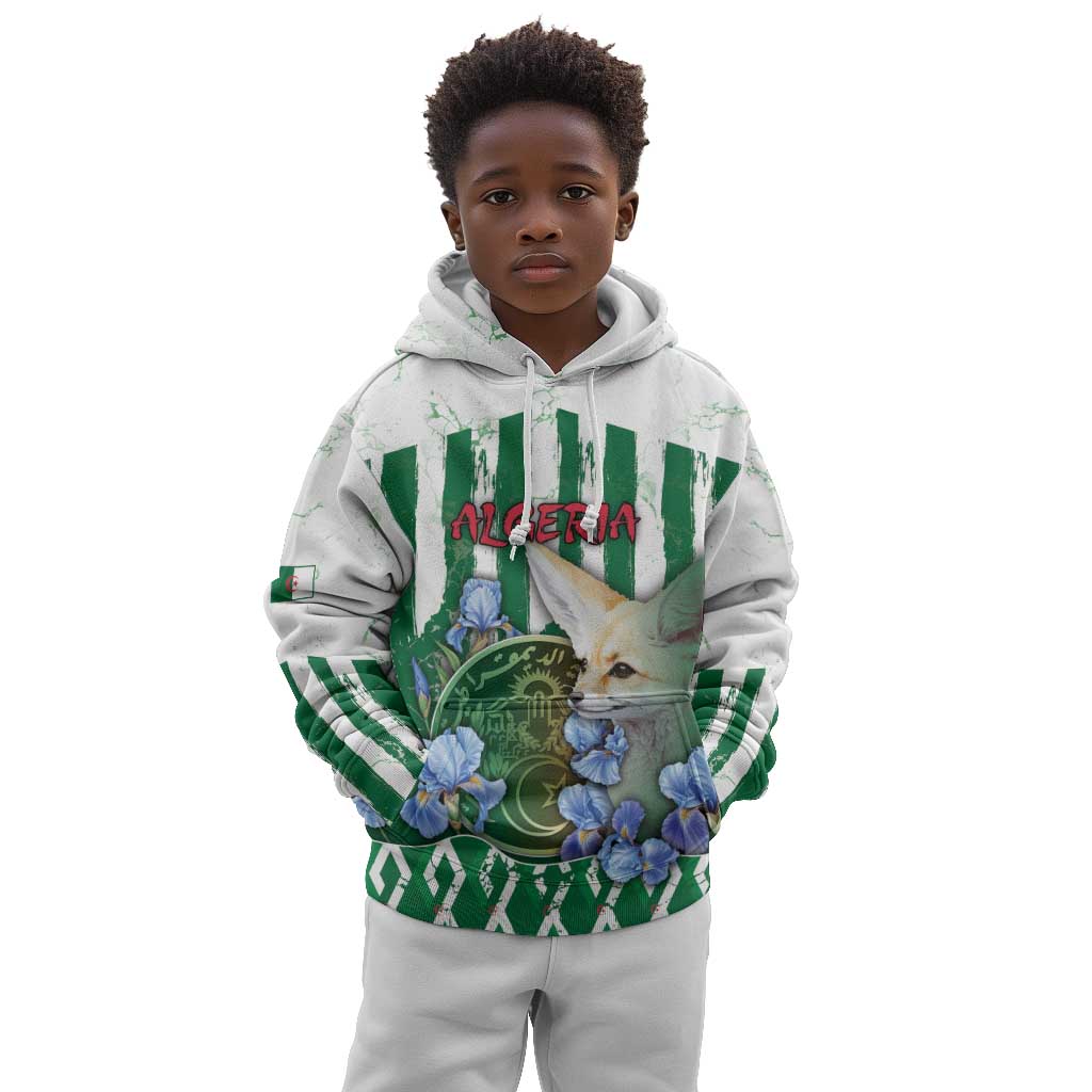 Personalized Algeria Kid Hoodie Fennec And Iris Grunge Style - Wonder Print Shop