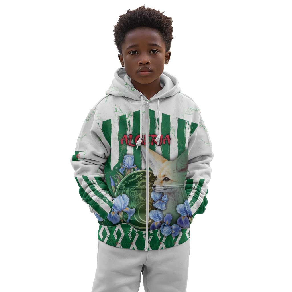 Personalized Algeria Kid Hoodie Fennec And Iris Grunge Style - Wonder Print Shop