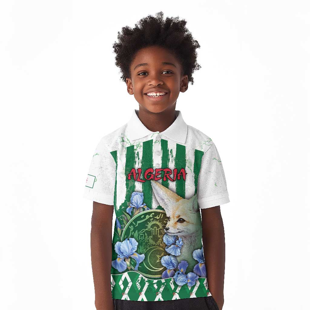 Personalized Algeria Kid Polo Shirt Fennec And Iris Grunge Style - Wonder Print Shop