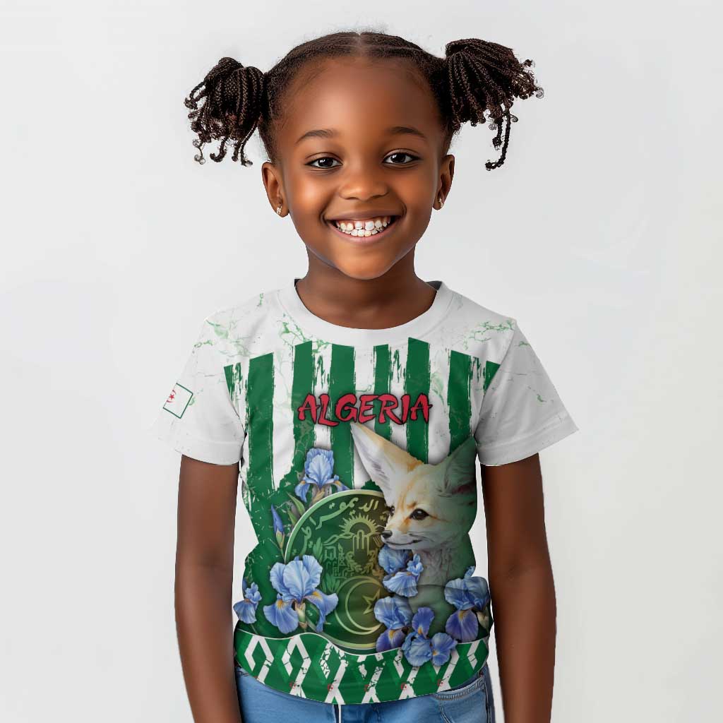 Personalized Algeria Kid T shirt Fennec And Iris Grunge Style - Wonder Print Shop