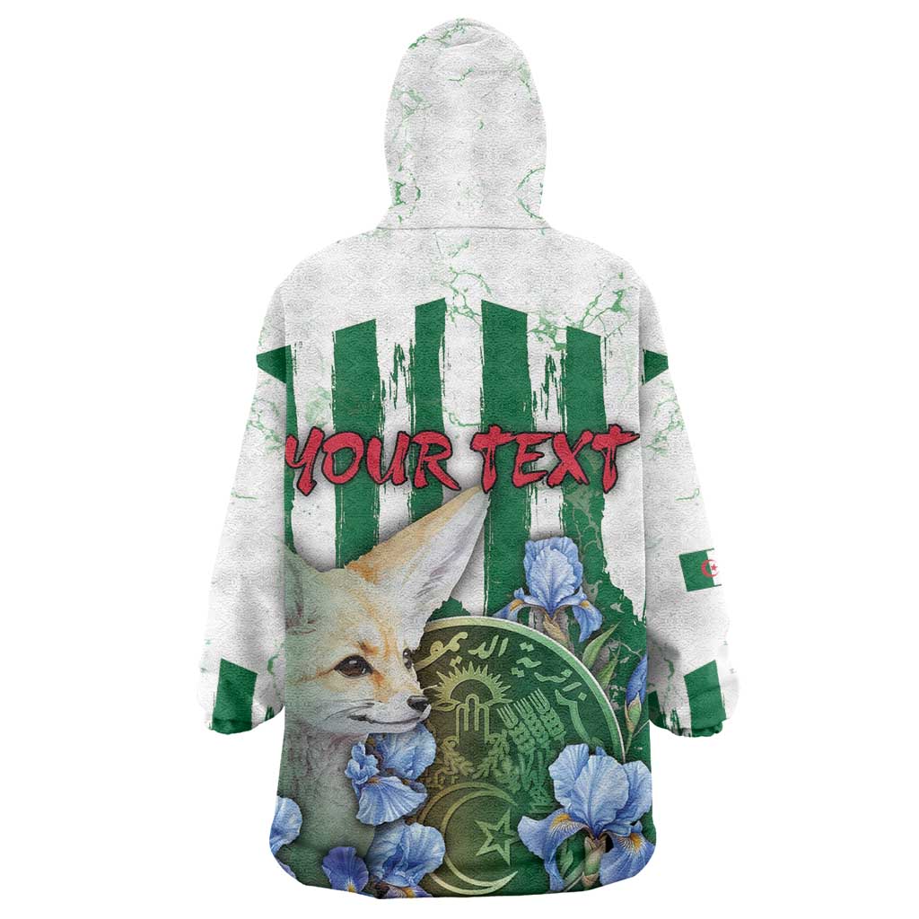Personalized Algeria Kid Wearable Blanket Hoodie Fennec And Iris Grunge Style - Wonder Print Shop