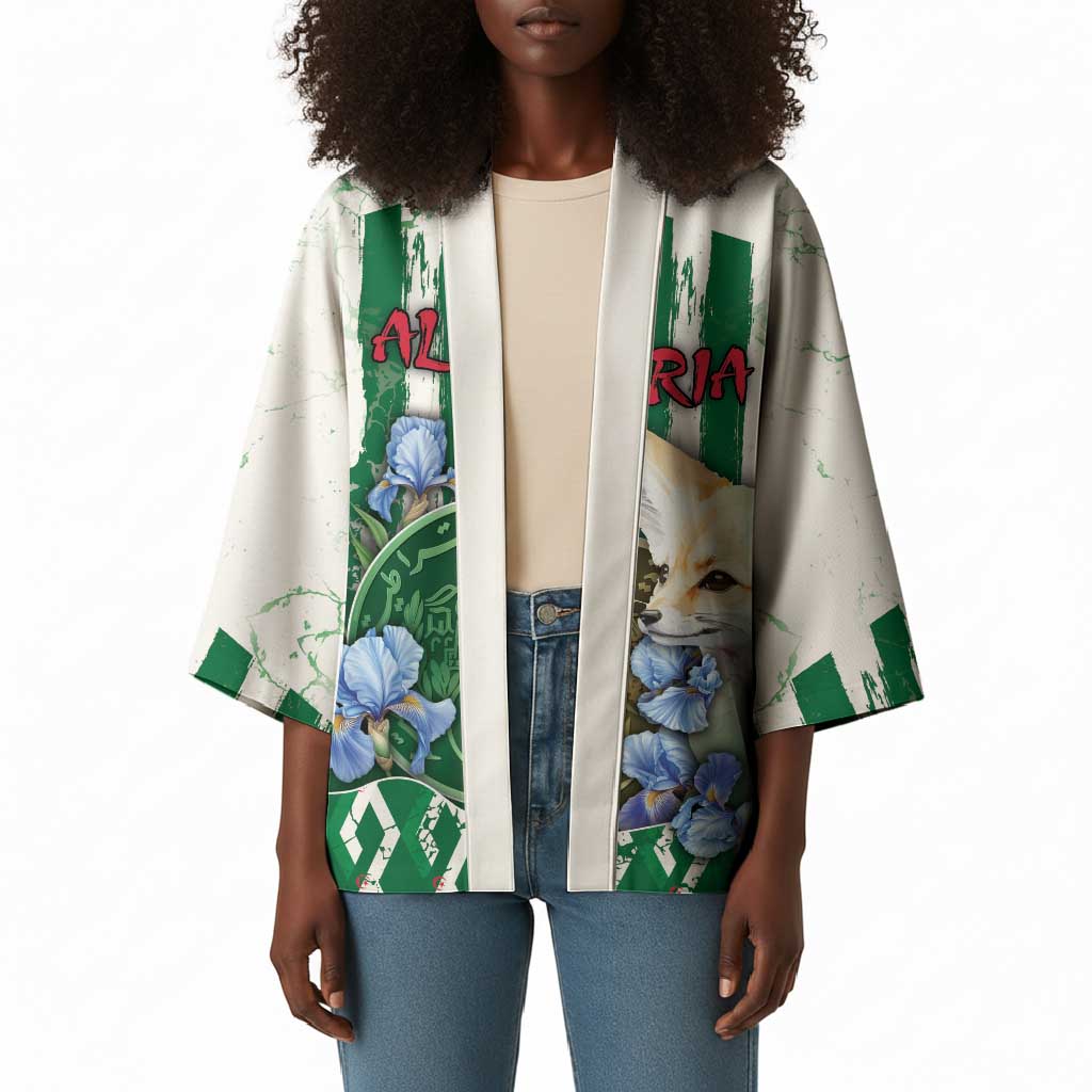 Personalized Algeria Kimono Fennec And Iris Grunge Style - Wonder Print Shop