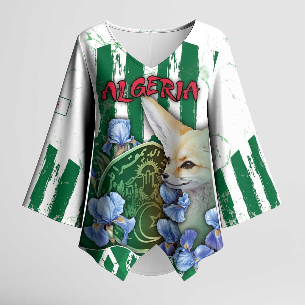 Personalized Algeria Kimono Sleeve Blouse Fennec And Iris Grunge Style - Wonder Print Shop