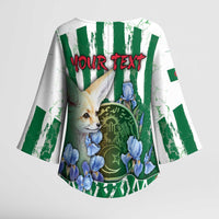 Personalized Algeria Kimono Sleeve Blouse Fennec And Iris Grunge Style - Wonder Print Shop
