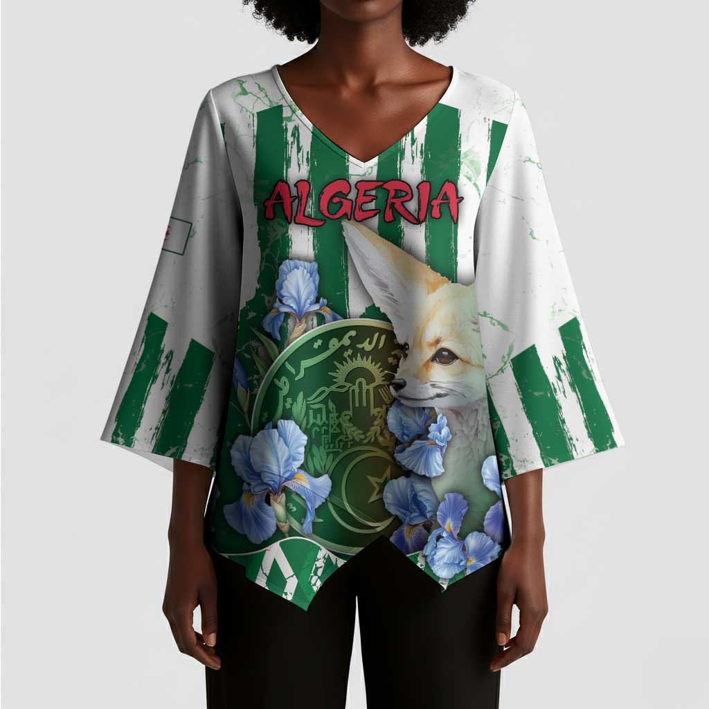 Personalized Algeria Kimono Sleeve Blouse Fennec And Iris Grunge Style - Wonder Print Shop