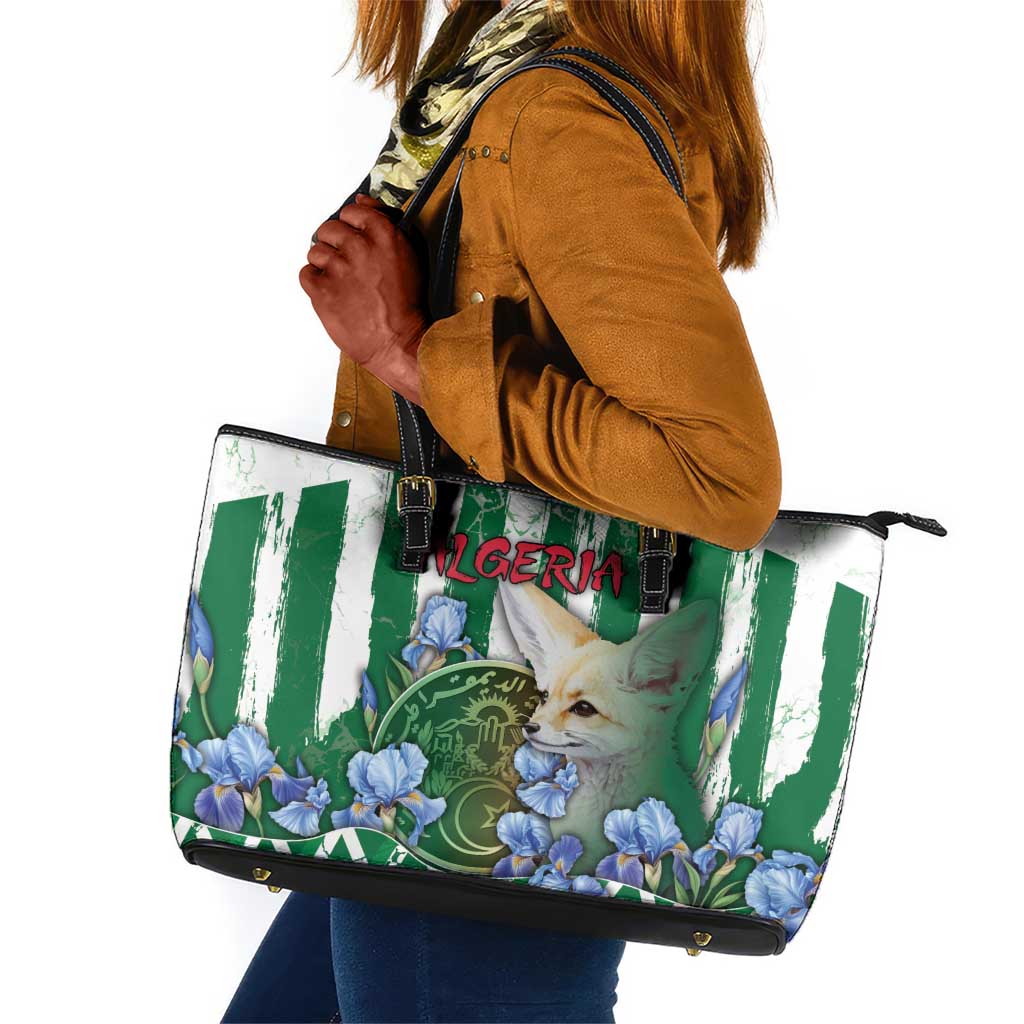 Algeria Leather Tote Bag Fennec And Iris Grunge Style - Wonder Print Shop
