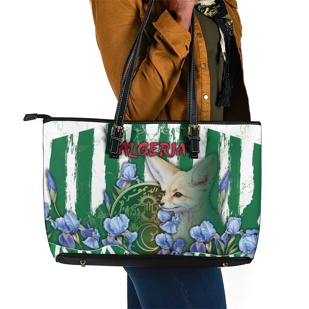 Algeria Leather Tote Bag Fennec And Iris Grunge Style - Wonder Print Shop