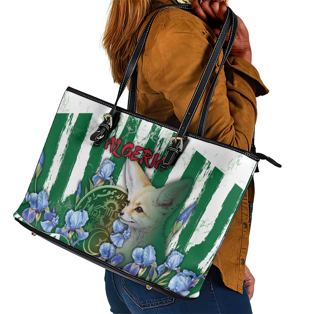 Algeria Leather Tote Bag Fennec And Iris Grunge Style - Wonder Print Shop