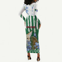 Personalized Algeria Long Sleeve Bodycon Dress Fennec And Iris Grunge Style - Wonder Print Shop