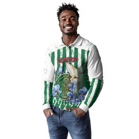 Personalized Algeria Long Sleeve Polo Shirt Fennec And Iris Grunge Style - Wonder Print Shop