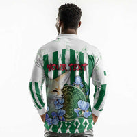 Personalized Algeria Long Sleeve Polo Shirt Fennec And Iris Grunge Style - Wonder Print Shop