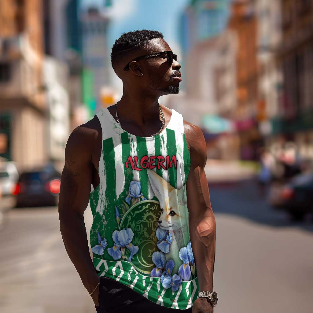 Personalized Algeria Men Tank Top Fennec And Iris Grunge Style - Wonder Print Shop