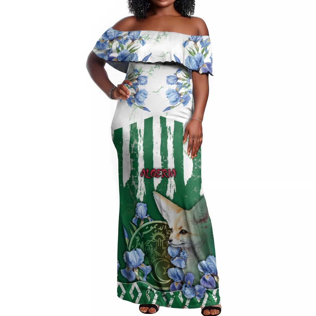 Personalized Algeria Off Shoulder Maxi Dress Fennec And Iris Grunge Style - Wonder Print Shop