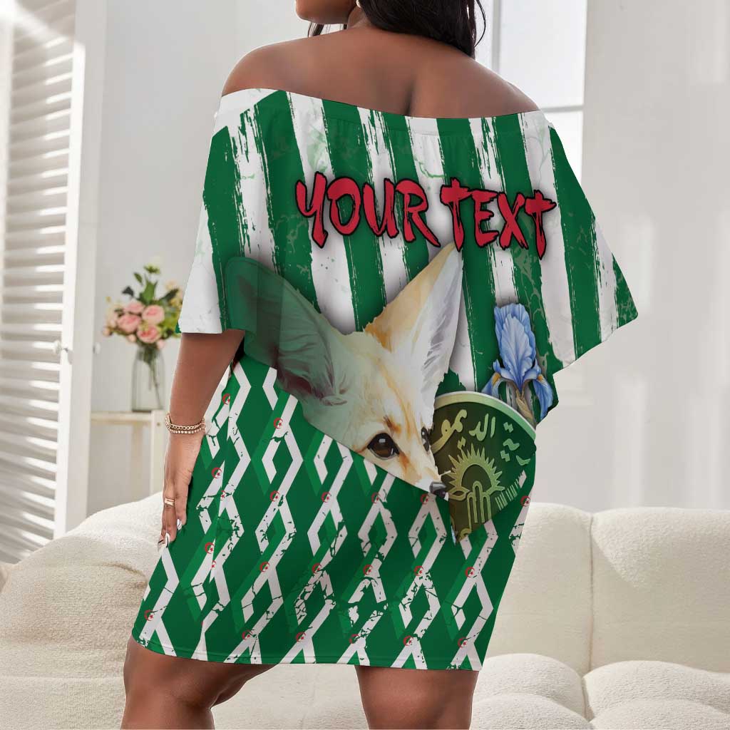 Personalized Algeria Off Shoulder Short Dress Fennec And Iris Grunge Style - Wonder Print Shop