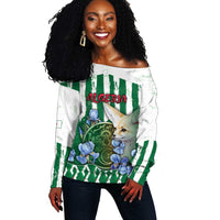 Personalized Algeria Off Shoulder Sweater Fennec And Iris Grunge Style - Wonder Print Shop