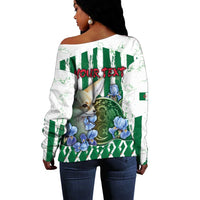 Personalized Algeria Off Shoulder Sweater Fennec And Iris Grunge Style - Wonder Print Shop