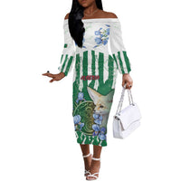 Personalized Algeria Off The Shoulder Long Sleeve Dress Fennec And Iris Grunge Style - Wonder Print Shop