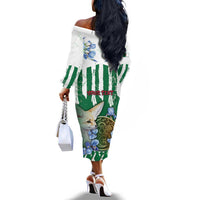 Personalized Algeria Off The Shoulder Long Sleeve Dress Fennec And Iris Grunge Style - Wonder Print Shop