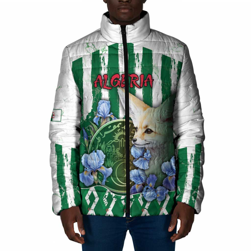 Personalized Algeria Padded Jacket Fennec And Iris Grunge Style - Wonder Print Shop