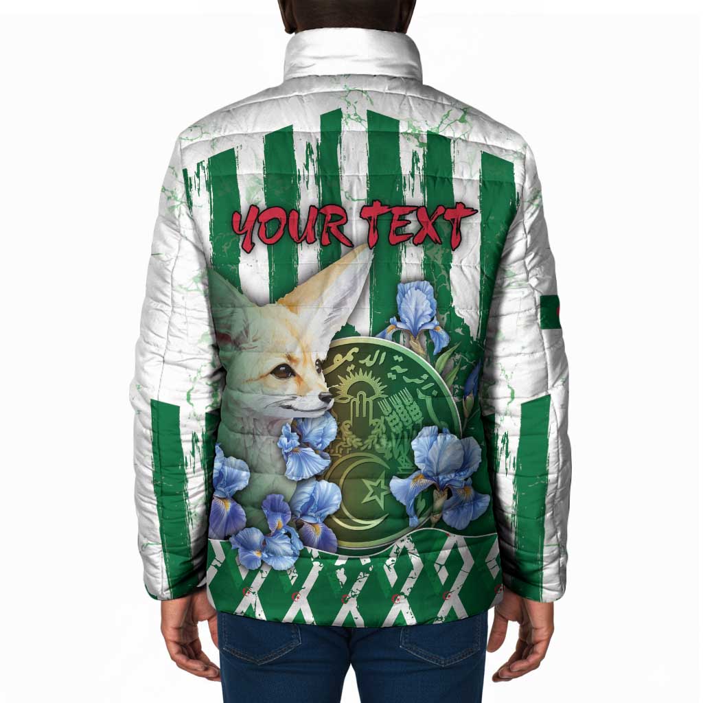 Personalized Algeria Padded Jacket Fennec And Iris Grunge Style - Wonder Print Shop
