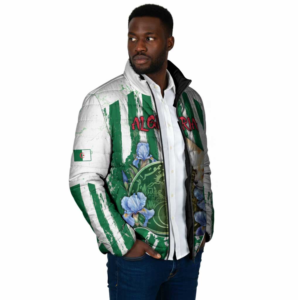 Personalized Algeria Padded Jacket Fennec And Iris Grunge Style - Wonder Print Shop