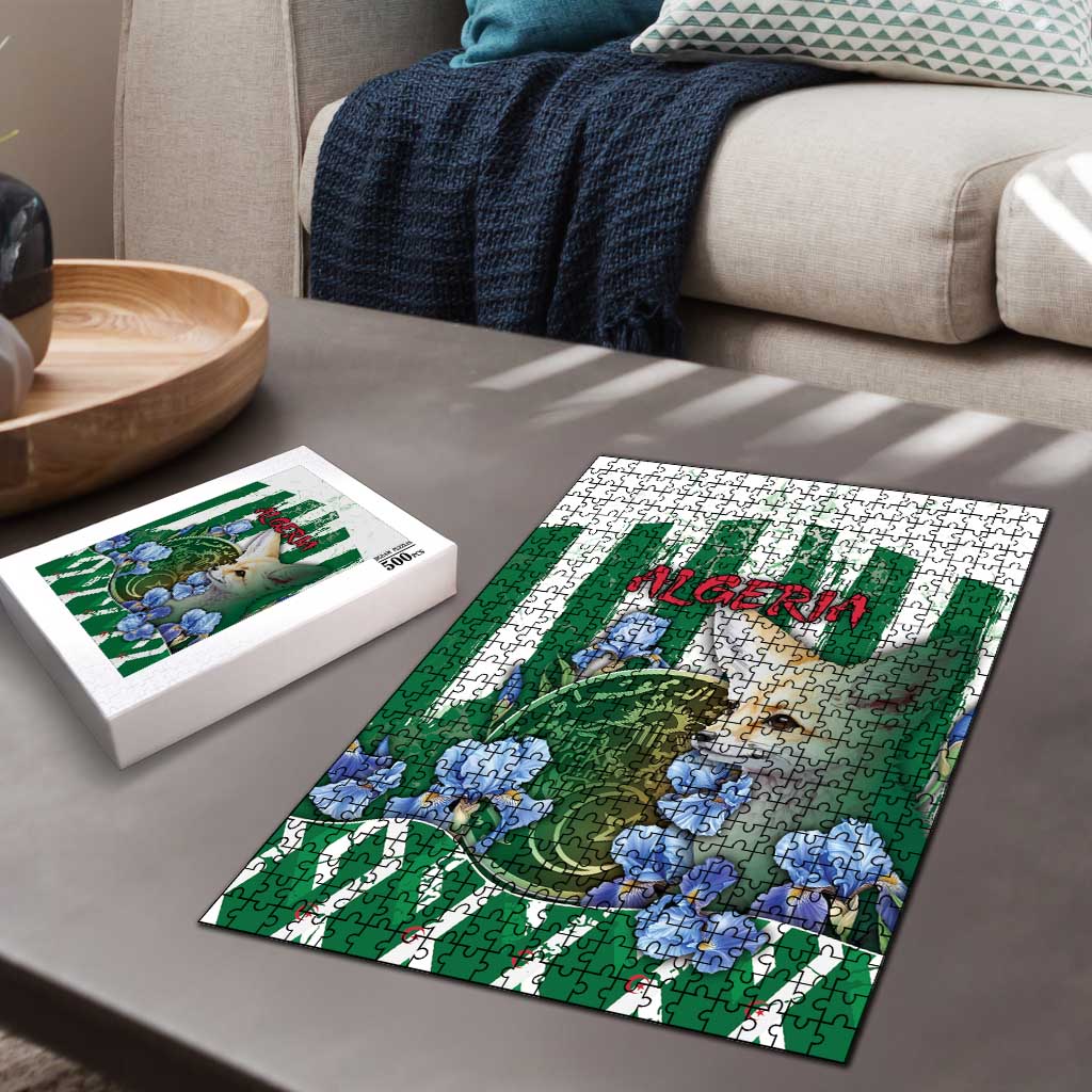 Algeria Puzzle Fennec And Iris Grunge Style - Wonder Print Shop