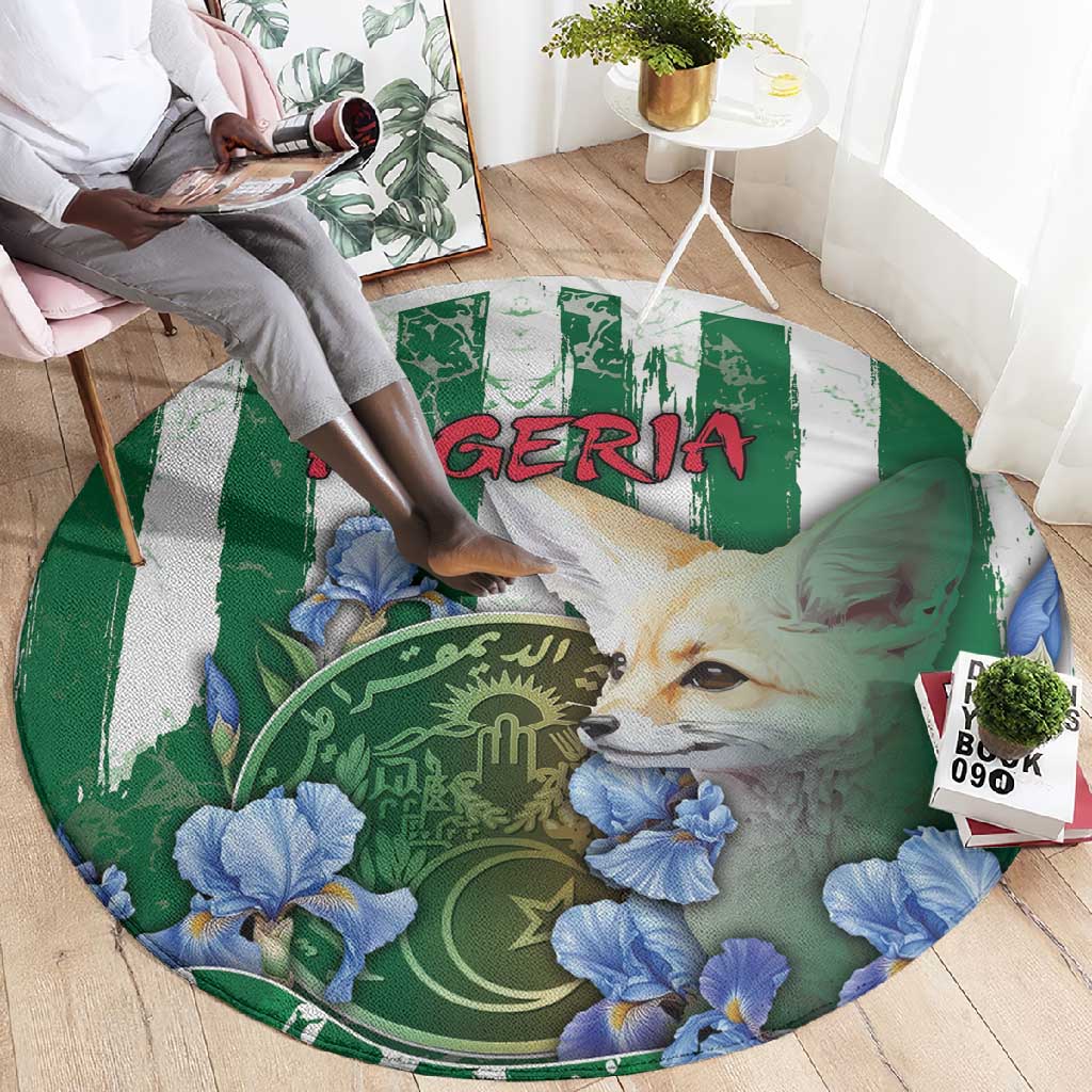 Algeria Round Carpet Fennec And Iris Grunge Style - Wonder Print Shop