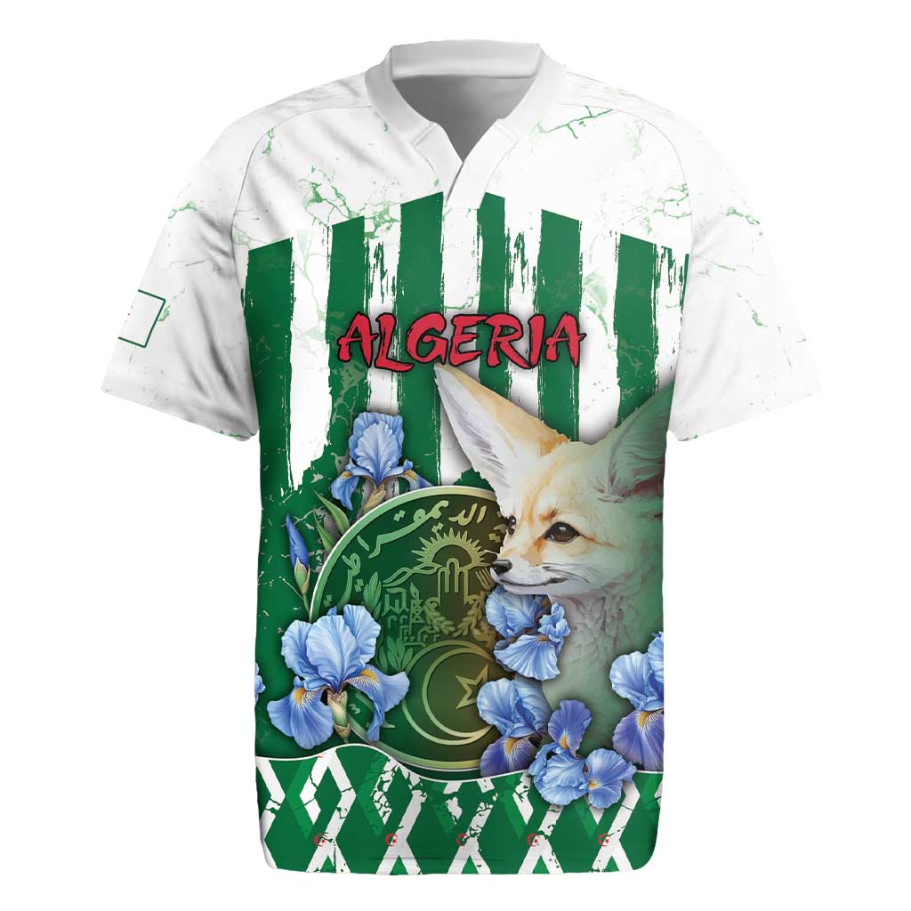 Personalized Algeria Rugby Jersey Fennec And Iris Grunge Style - Wonder Print Shop