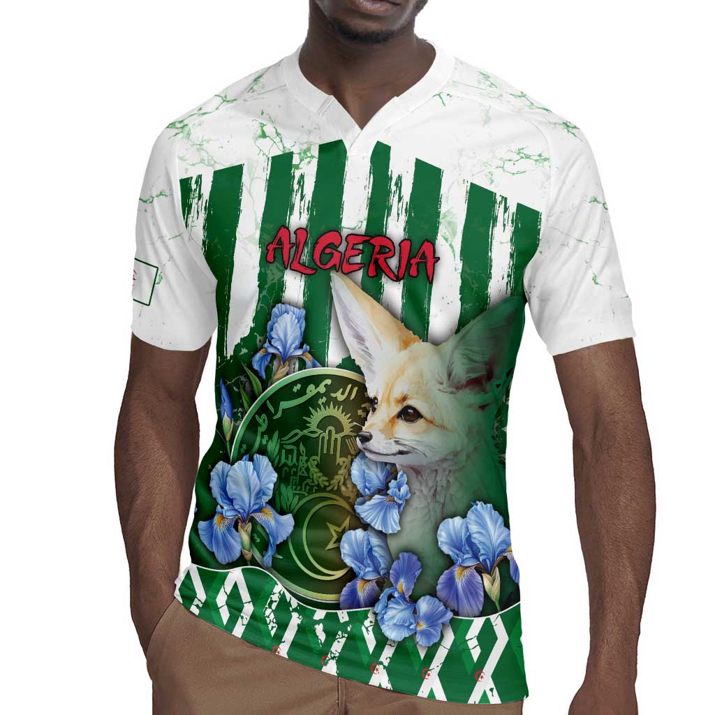 Personalized Algeria Rugby Jersey Fennec And Iris Grunge Style - Wonder Print Shop