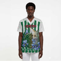 Personalized Algeria Scrub Top Fennec And Iris Grunge Style - Wonder Print Shop