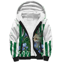 Personalized Algeria Sherpa Hoodie Fennec And Iris Grunge Style - Wonder Print Shop