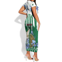Personalized Algeria Short Sleeve Bodycon Dress Fennec And Iris Grunge Style - Wonder Print Shop
