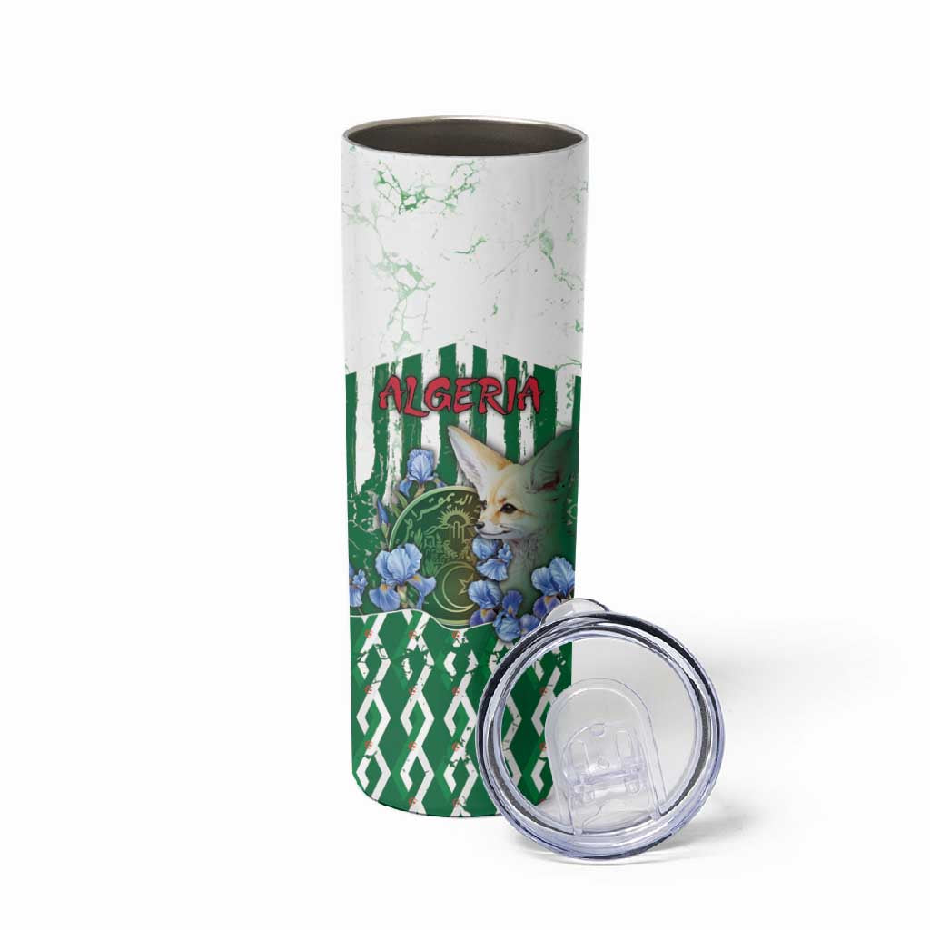 Personalized Algeria Skinny Tumbler Fennec And Iris Grunge Style - Wonder Print Shop
