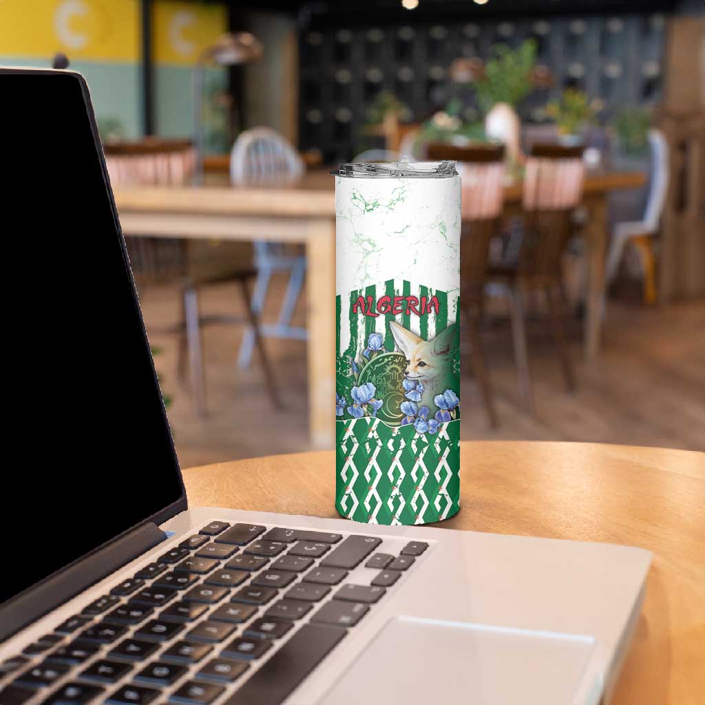 Personalized Algeria Skinny Tumbler Fennec And Iris Grunge Style - Wonder Print Shop