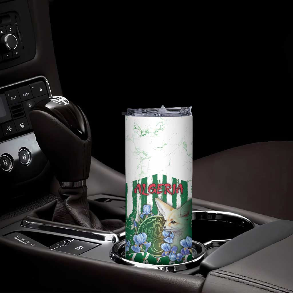 Personalized Algeria Skinny Tumbler Fennec And Iris Grunge Style - Wonder Print Shop