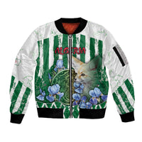 Personalized Algeria Sleeve Zip Bomber Jacket Fennec And Iris Grunge Style - Wonder Print Shop