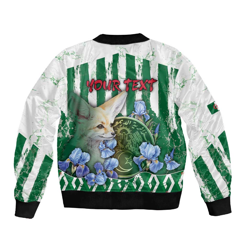 Personalized Algeria Sleeve Zip Bomber Jacket Fennec And Iris Grunge Style - Wonder Print Shop