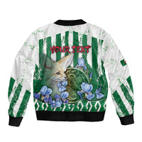 Personalized Algeria Sleeve Zip Bomber Jacket Fennec And Iris Grunge Style - Wonder Print Shop