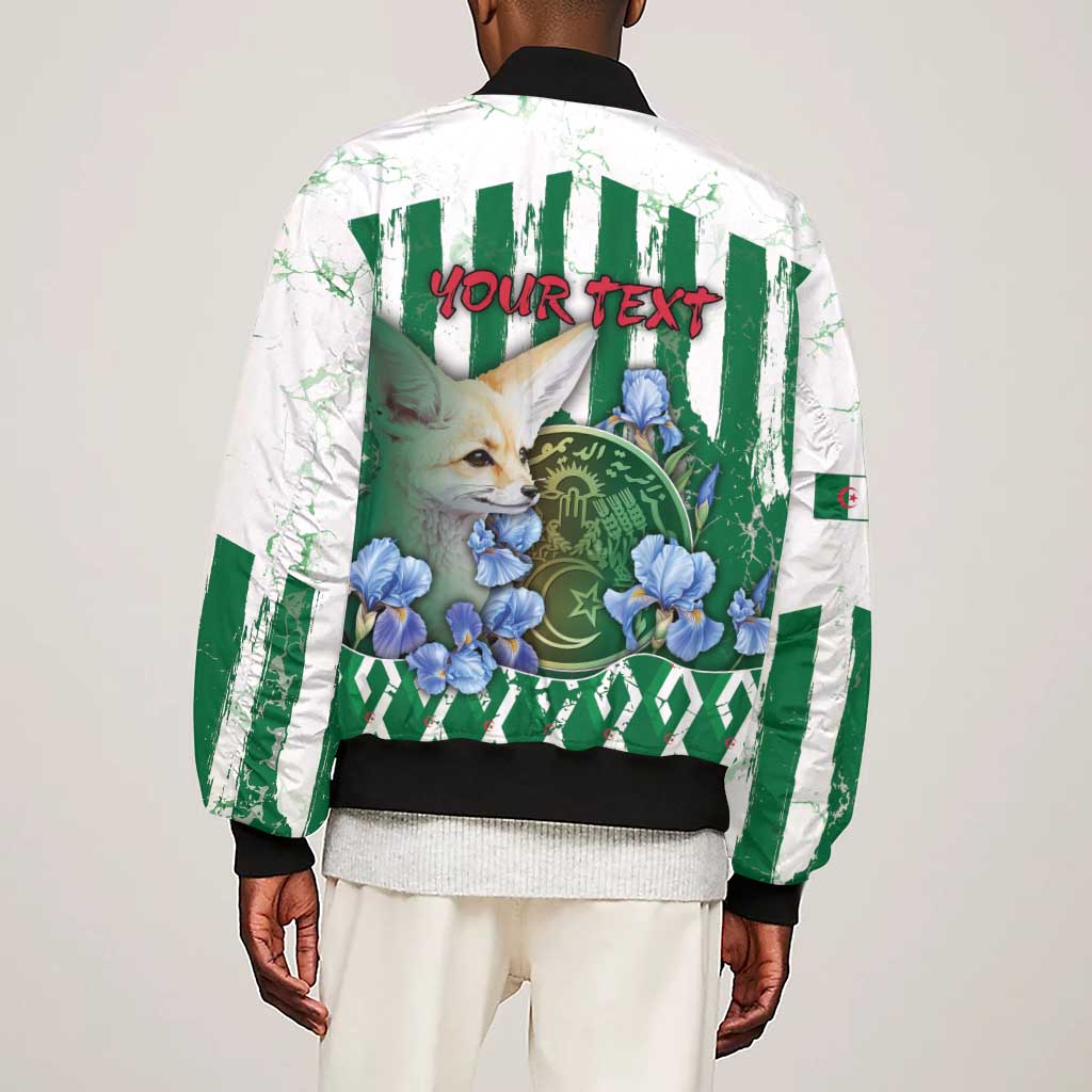 Personalized Algeria Sleeve Zip Bomber Jacket Fennec And Iris Grunge Style - Wonder Print Shop