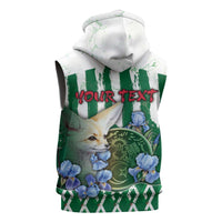 Personalized Algeria Sleeveless Hoodie Fennec And Iris Grunge Style - Wonder Print Shop