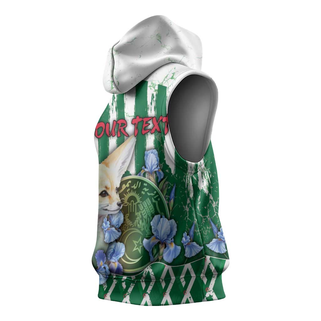 Personalized Algeria Sleeveless Hoodie Fennec And Iris Grunge Style - Wonder Print Shop