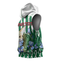 Personalized Algeria Sleeveless Hoodie Fennec And Iris Grunge Style - Wonder Print Shop