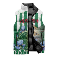 Personalized Algeria Sleeveless Puffer Jacket Fennec And Iris Grunge Style - Wonder Print Shop