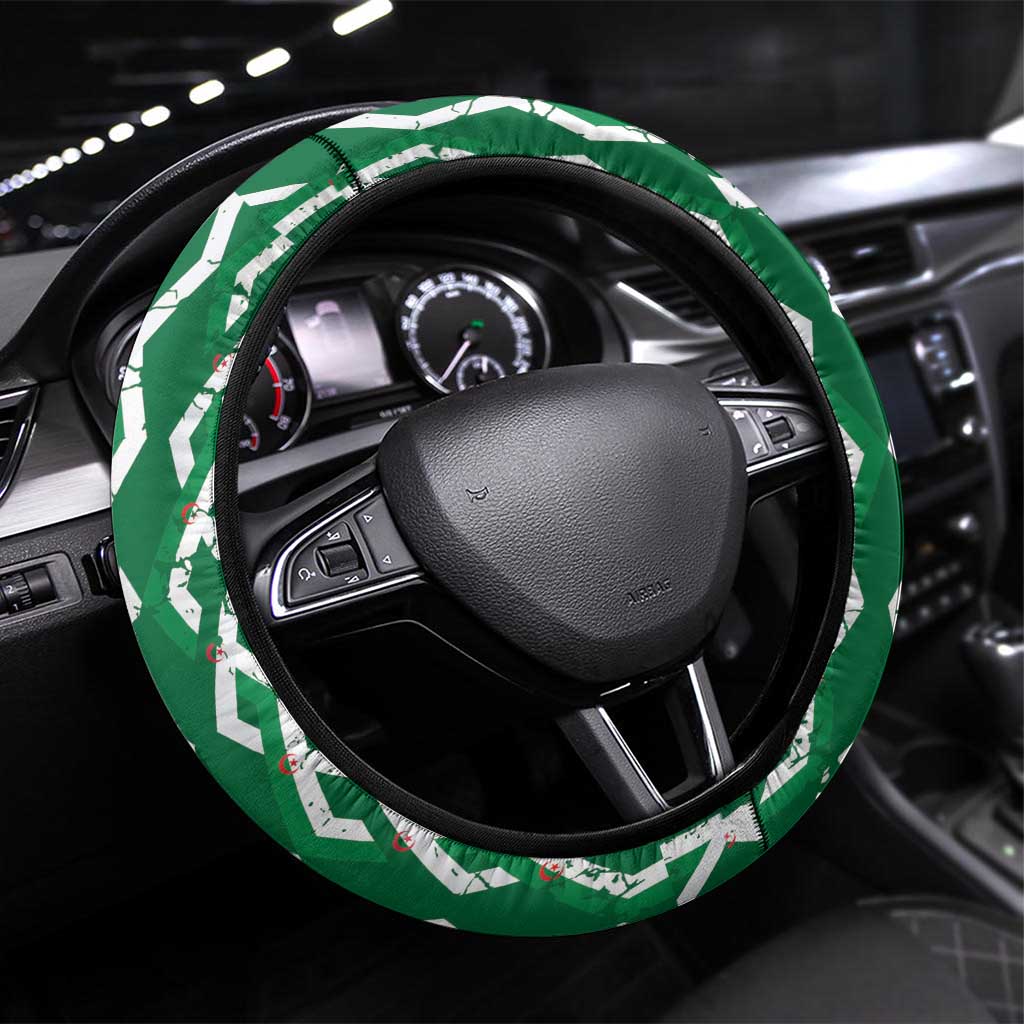 Algeria Steering Wheel Cover Fennec And Iris Grunge Style - Wonder Print Shop